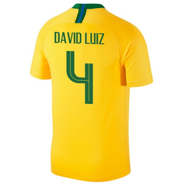 Camiseta Brasil 1ª David Luiz 2018 Amarillo